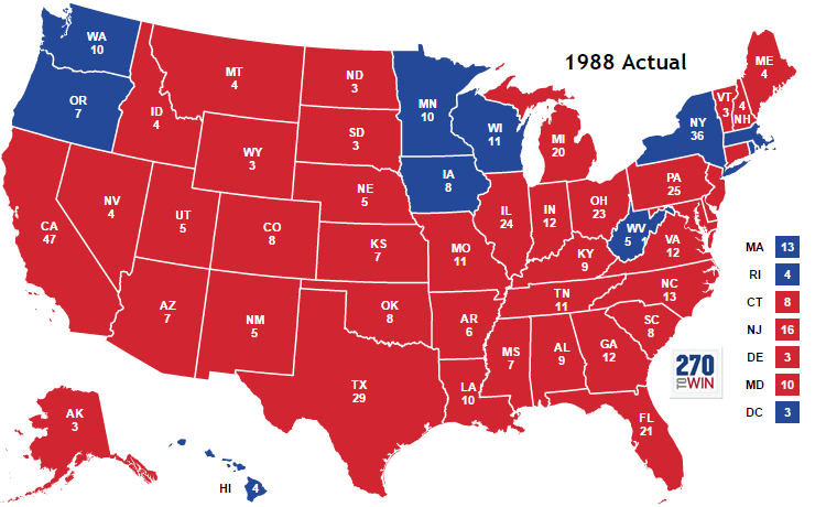 1988 Electoral College Map